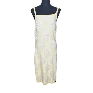 Callahan NWT Women's Lacey Yellow Shell Midi Dress Stretchy Adjustable straps L